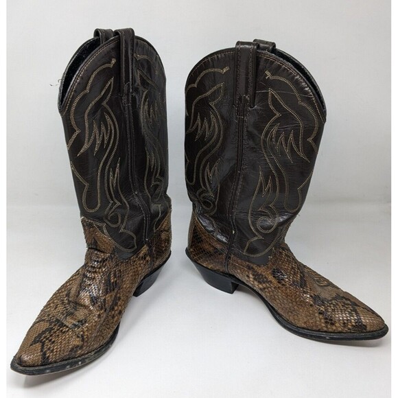 ACME Python Snakeskin Leather Western Cowboy Boots Women's‎ Size 6.5 M Vintage - Picture 1 of 16